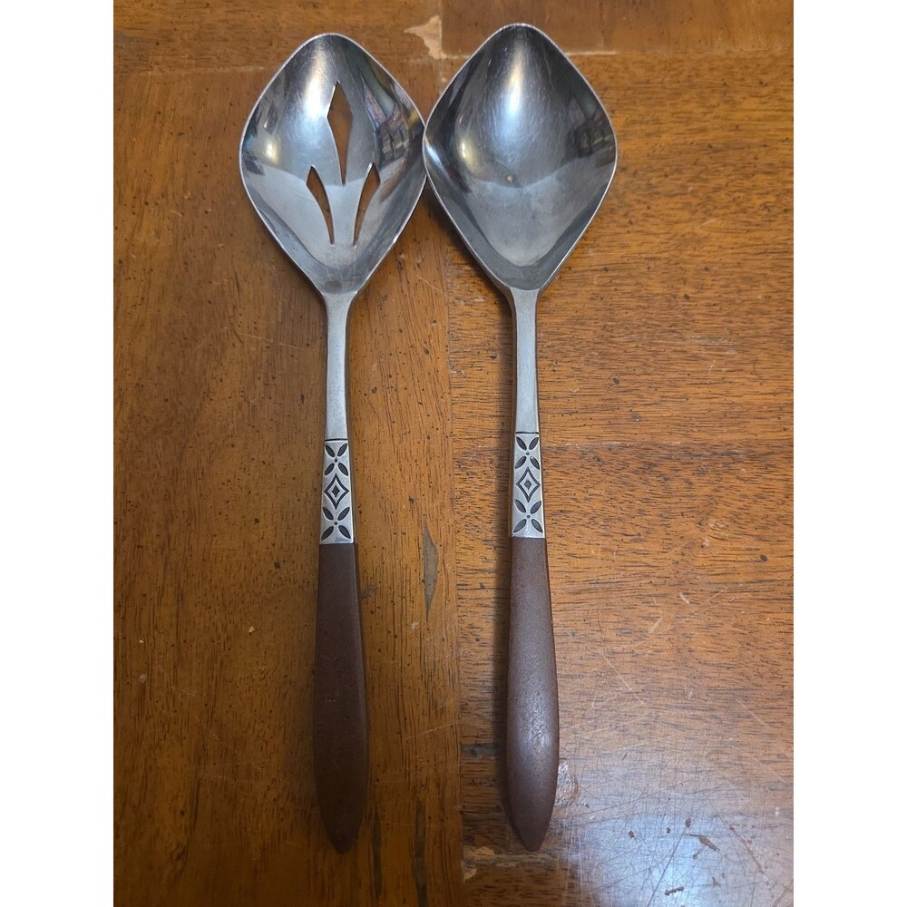 Ekco Eterna Canoe Muffin Serving Spoons (2) MCM Flatware Stainless Japan EKS5